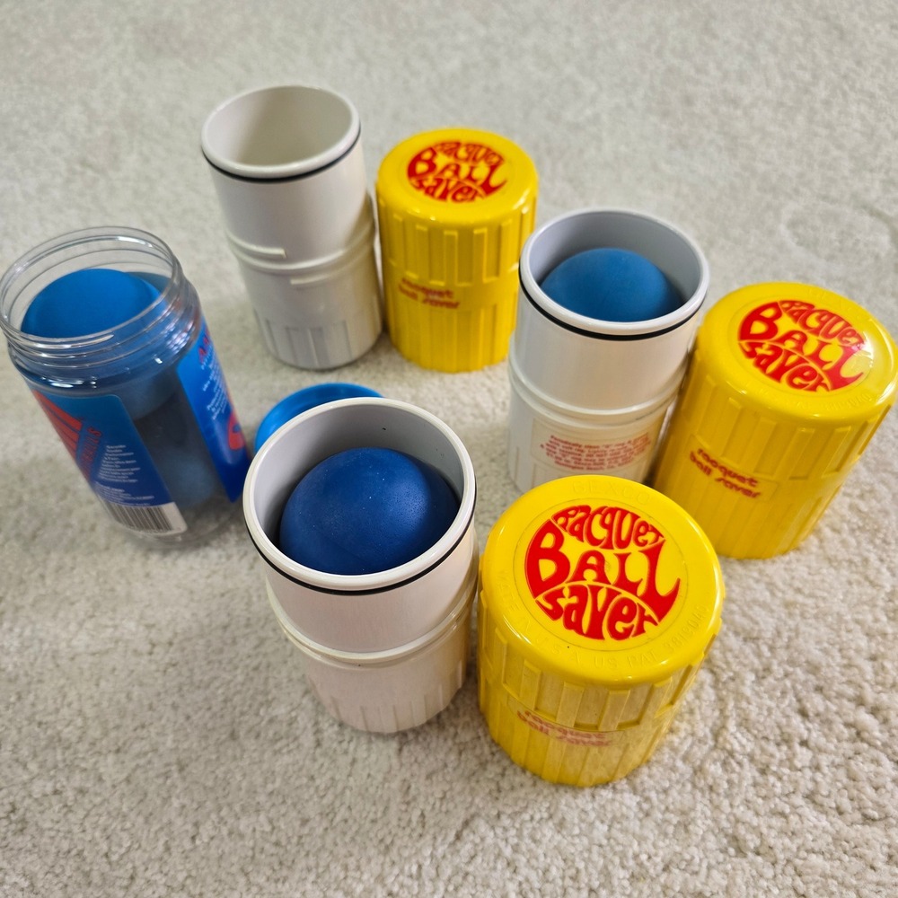 Gexco Racquet Ball Saver Lot - 3 Canisters - 6 Balls Total - 2 Unused Penn